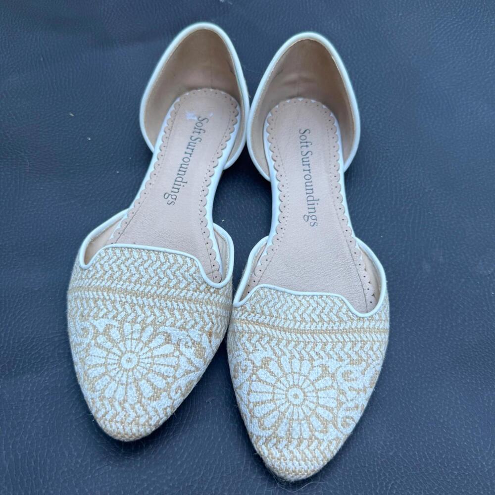 Soft Surroundings‎ Size 7 Amelia D'Orsay Pointed Toe Flats White Tan